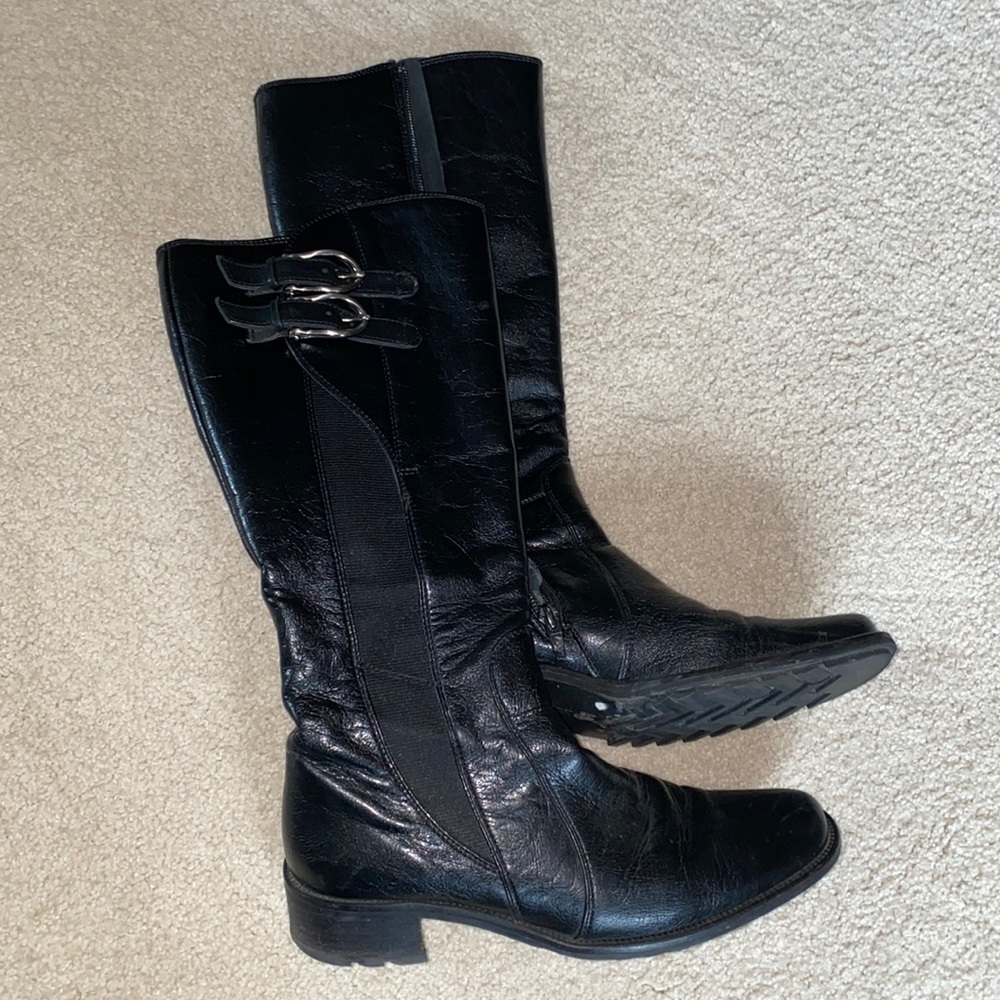 Paul green black leather knee high boots